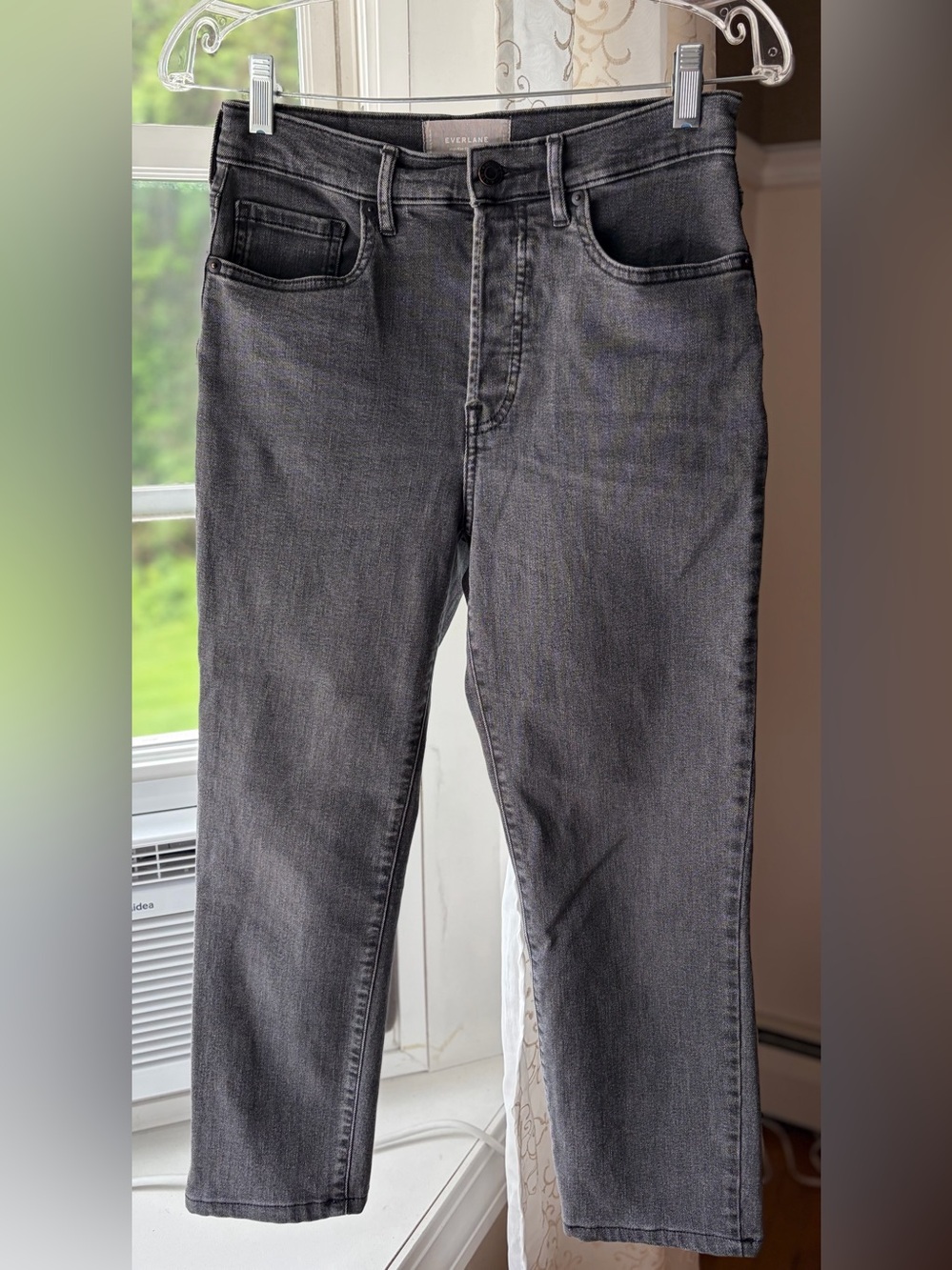 Everlane Cigarette Hi-Rise Premium Slim Ankle Jeans Washed Black Indie Sz 28 EUC